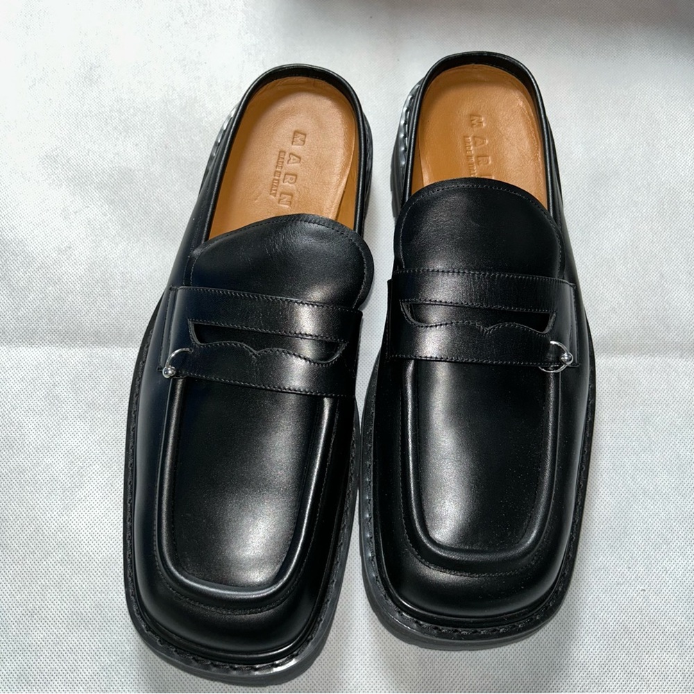 Marni men’s piercing black mule loafer size 45 - Picture 2 of 6